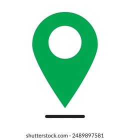 Green location vector icon, map pin icon isolated on white background.