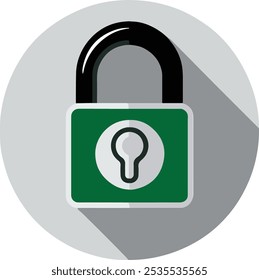 "Green Lock Icon with Keyhole for Security Solutions