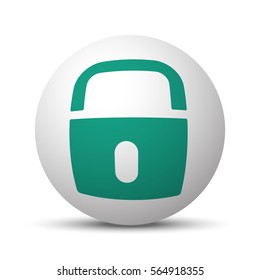 Green Lock icon on white sphere