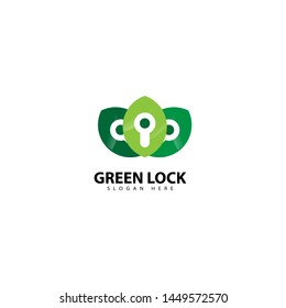 Green Lock Logo Design Icon