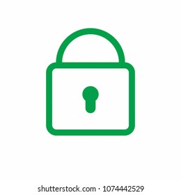 green lock on white background, vector icon