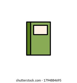 Green log book icon isolated on white background. Book vector illustration