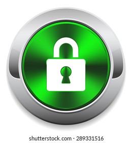 Green login button with metal border