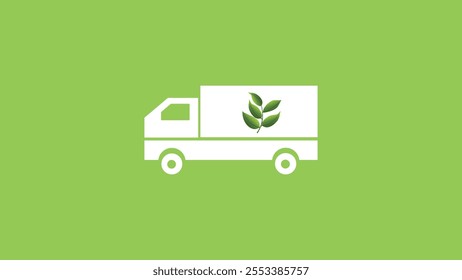 Green logistic or Sustainable transport concept. Truck icon transport logistics travel with clean energy, eco friendly process on green background to Net zero carbon emission