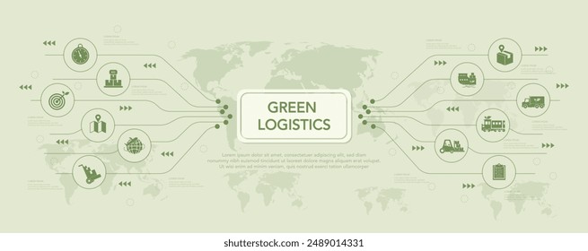 Logística ecológica o Transporte sostenible. Economía de desarrollo sostenible y limpio. icono del transporte para la estrategia empresarial sostenible. Vector verde.