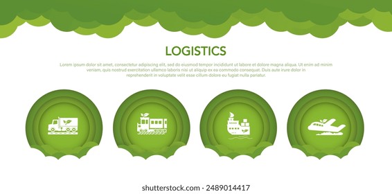 Logística ecológica o Transporte sostenible. Economía de desarrollo sostenible y limpio. icono del transporte para la estrategia empresarial sostenible. Vector verde.