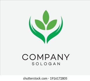 Campos de tarjetas para manos agrarias Leafs Diseño de logotipos ecológicos