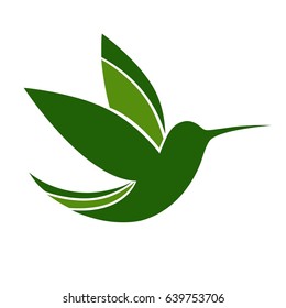 Green logo with bird. Vector logo.