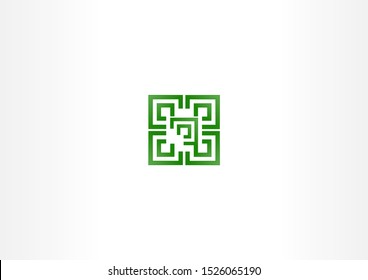 Green logo design with QR code concept.