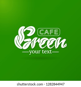 Green logo design template. Logo template icon vector. Handwritten lettering for bar, cafe and restaurant menu. Vector elements for labels, logos, badges, stickers or icons. Vector organic emblem