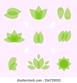 Green logo design. Vector EPS10 illustration. Nature symbols.