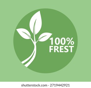 A green logo featuring a stylized plant with leaves and the text 100% FREST, symbolizing freshness, sustainability, and eco-friendliness.