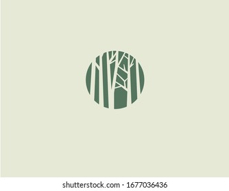 Green logo icon nature forest, trees in a circle for your company