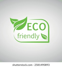 Green logo with the image of leaves and the words “ECO friendly” on a light background.