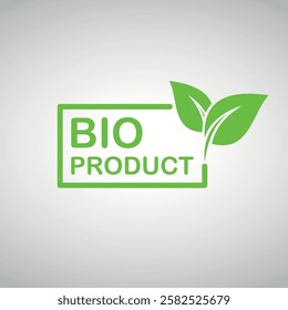 Green logo with the inscription 'BIO PRODUCT' and two leaves on a white background, ecological design.