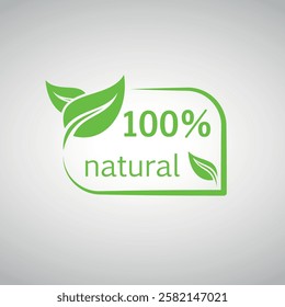 Green logo with the inscription “100% natural” and leaves symbolizing the environmental friendliness and naturalness of the product.