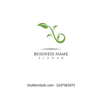 Green logo leaf nature template element vector