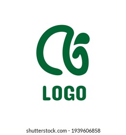 green logo line art abstract modern design style vector illustration