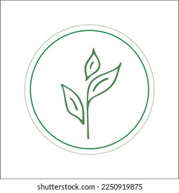 Green logo made with tree leaves. Leaf in the round frame. Vector illustration.