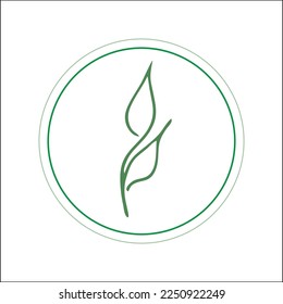 Green logo made with tree leaves. Leaf in the round frame. Vector illustration.