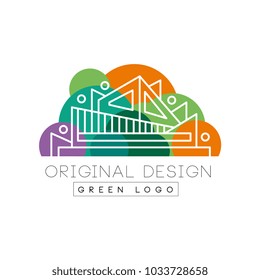 Green logo original design logo template, colorful city landscape, building construction vector Illustration on a white background