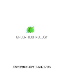 green logo technology in the form of three leaf vector design templates