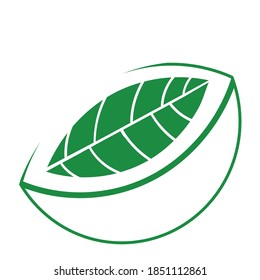 Grüne Logo-Vorlage im öko-grünen Stil. Das wichtigste Element ist das Blatt.