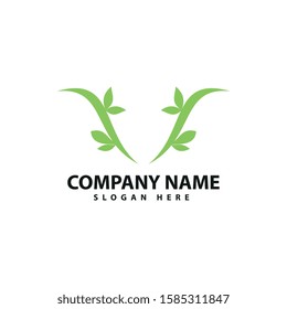 green logo template, leaves design vector illustration