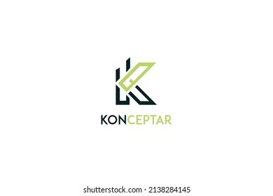 Grüne Logo-Vorlage Buchstaben K Business. Modernes und elegantes Design. Logo-Konzept des Buchstaben K für das Symbol.