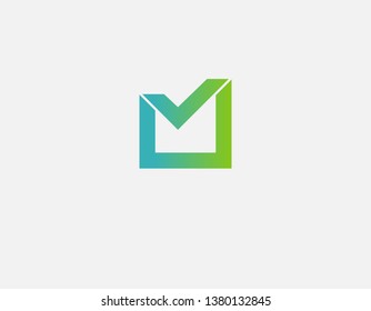 Green Logo typography letter M for business company media web