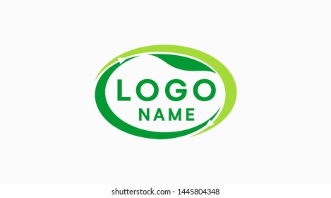 Green logo. Green vector leaf icon. 