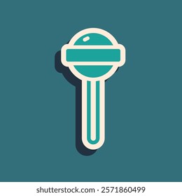 Green Lollipop icon isolated on green background. Food, delicious symbol. Long shadow style. Vector