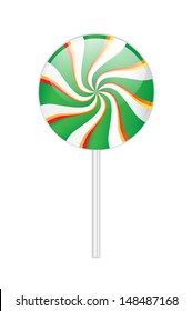 Green lollipop on white background