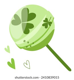 Ilustración vectorial de lollipop verde. Recorrido plano de caricaturas para tarjetas, carteles, impresiones