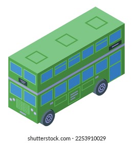 Green London bus icon isometric vector. Transport tour. Classic driver