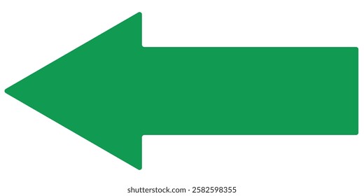 green long arrow . Long arrow icon. long arrow vector. green  glowing color for icon isolated on white,  green pointer left symbol for direction, simple arrow pointing left for navigation.