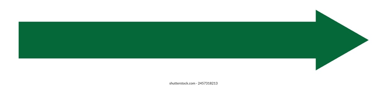 Green long arrow pointing right. Arrow pointer sign. Horizontal straight long arrow icon isolated. 11:11