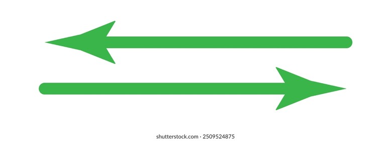 green long arrow right to left on white background eps 10.