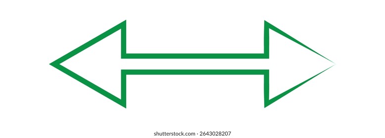 Green long arrow right to left on white background eps 10.