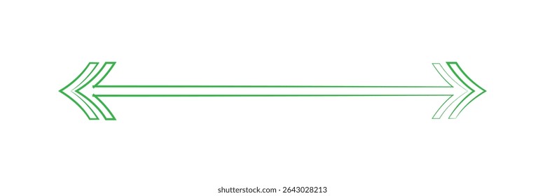 Green long arrow right to left on white background eps 10.