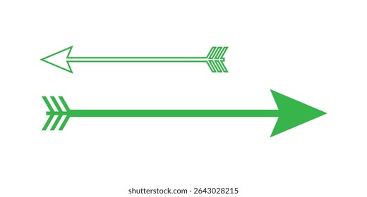 Green long arrow right to left on white background eps 10.