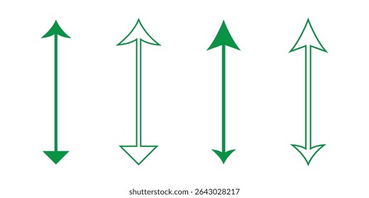 Green long arrow right to left on white background eps 10.