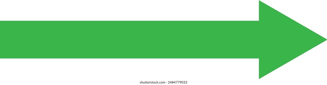 Green long arrow to the right . vector, isolated. Green arrow isolated on transparency background