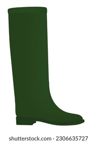 Grüner langer Stiefel. keine hohen Absätze. Vektorgrafik