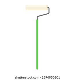 green long handle paint roller. painting equipment. handyman tools. vector illustration.