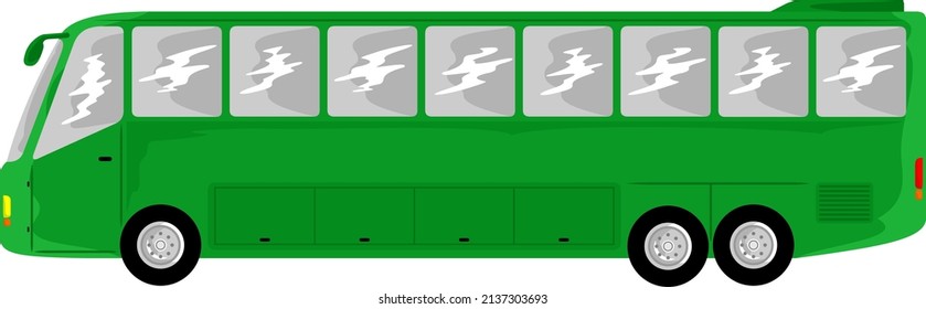 green long passenger bus cartoon vector