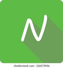 Green Long Shadow Icon of the Letter N