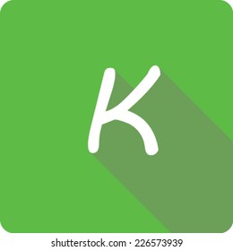 Green Long Shadow Icon of the Letter K