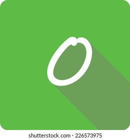 Green Long Shadow Icon of the Letter O