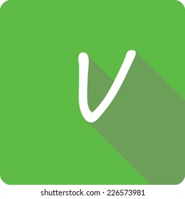 Green Long Shadow Icon of the Letter V